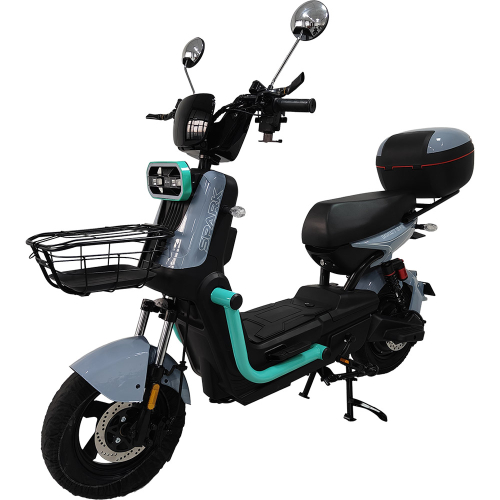 Велосипед с электромотором SPARK BOOST EVO 14" 72V/1200W/20Ah серый с бирюзовым