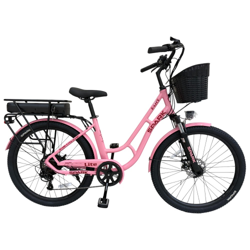 Велосипед с электромотором SPARK E-CITY LITE 17" 48V/500W/12,8Ah малиновый