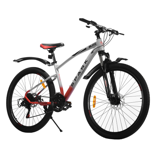 Велосипед SPARK BLITZ (колеса - 27,5", сталева рама - 17") сірий з червоним Велосипед SPARK BLITZ (колеса - 27,5", сталева рама - 17") сірий з червоним