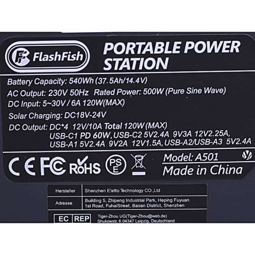 Портативна зарядна станція A501 Flashfish (150000MAH) (500W) Портативна зарядна станція A501 Flashfish (150000MAH) (500W)