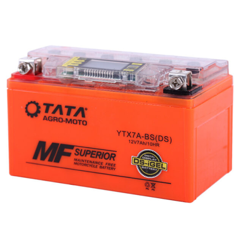 Акумулятор гелевий YTX7A-BS 7АH 150*87*94 мм помаранчевий, З ДИСПЛЕЄМ - OUTDO